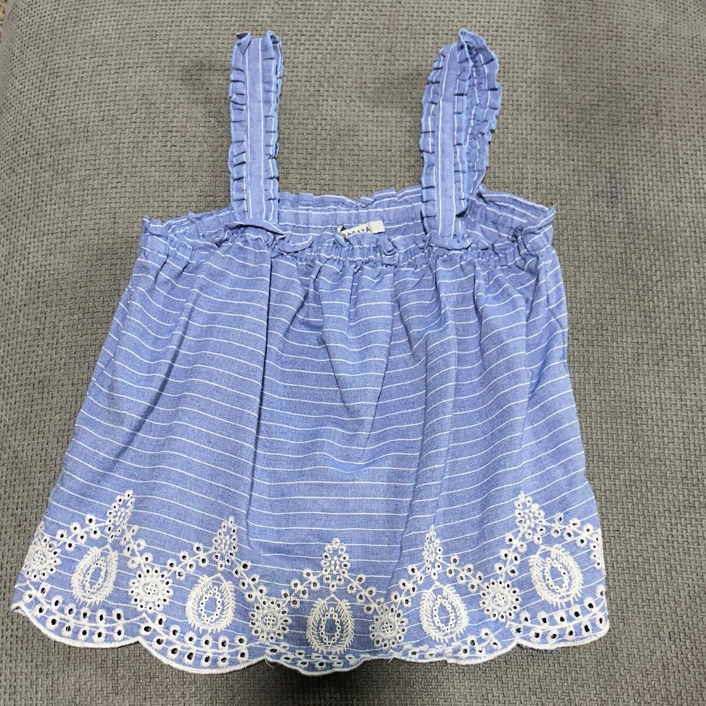 Papaya Blue and White Striped Tank Top